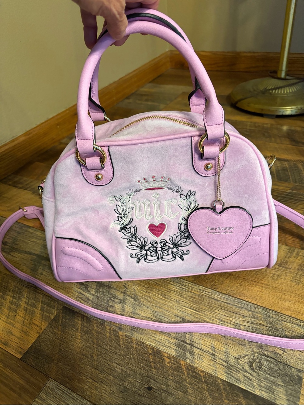 Juicy Couture Pink Heart Embroidered Satchel